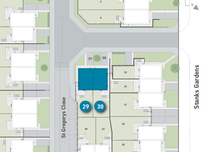 Site plan, 2 bedroom houses - artist's impression subject to change